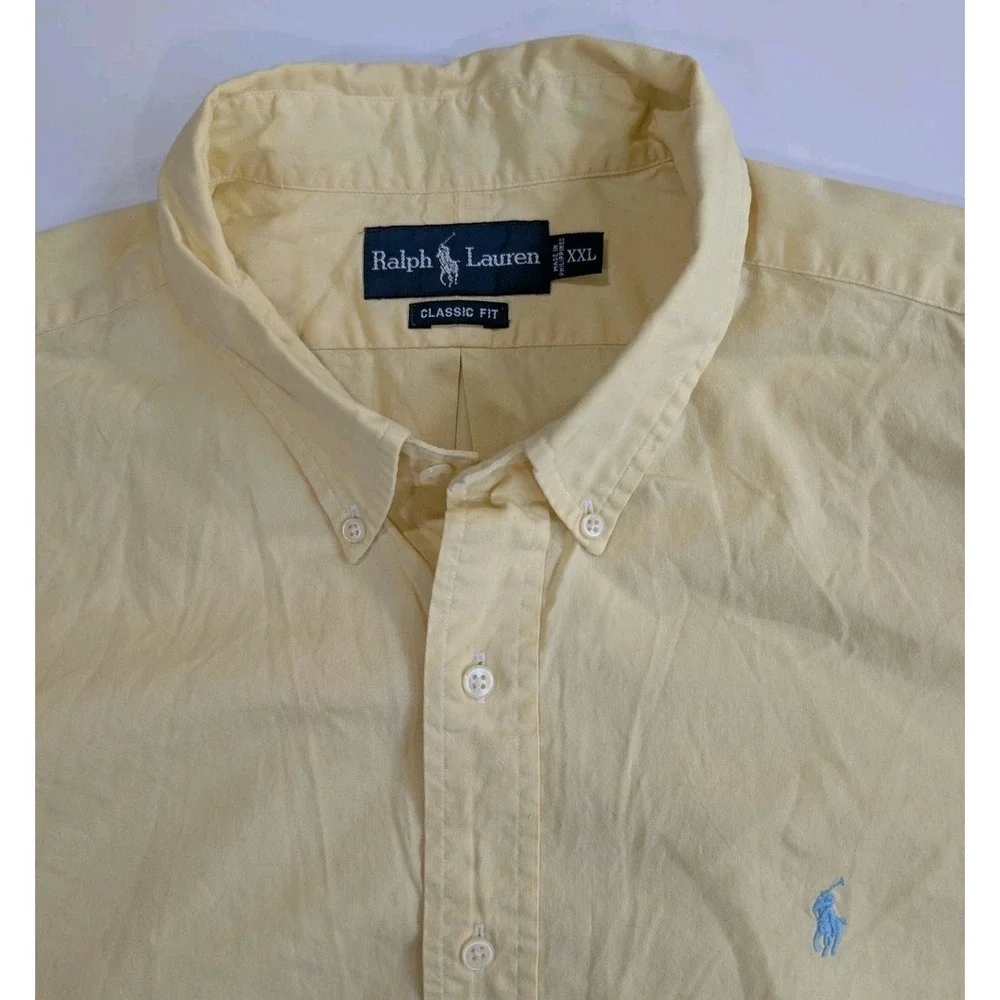 Polo Ralph Lauren Button Down Oxford Shirt Mens XXL Yellow Classic Fit Preppy